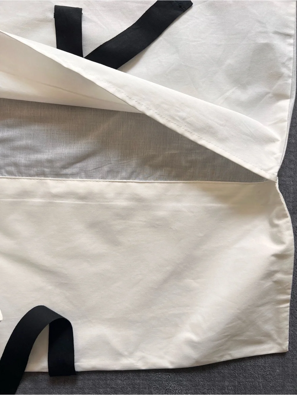 Chanel White Cotton Folder Dust Bag with Black Ribbon Ties Storage Large